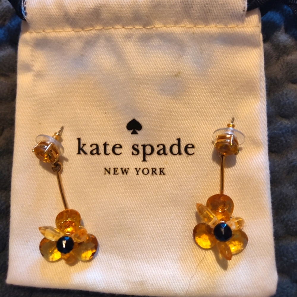 Kate Spade, amber, black drop earrings